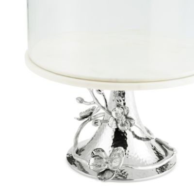 White Orchid Cake Stand with Dome