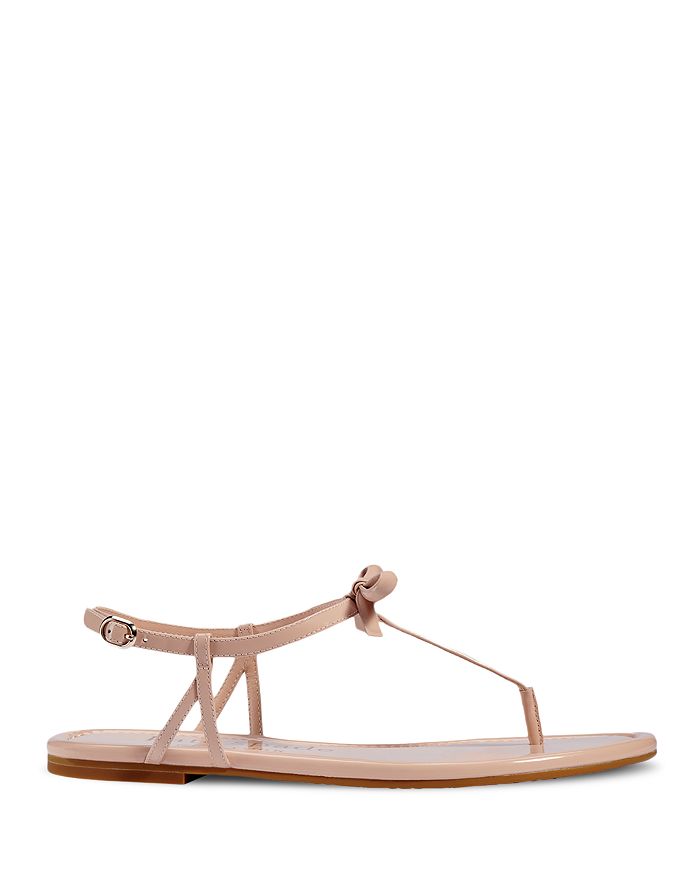 KATE SPADE KATE SPADE NEW YORK WOMEN'S PIAZZA KNOTTED BOW PATENT LEATHER THONG SANDALS