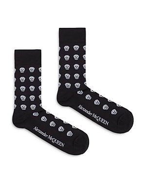 Alexander Mcqueen Skull Motif Socks In Lead/ivory