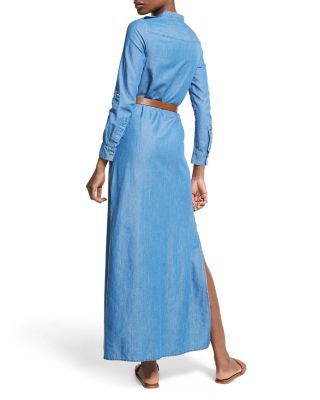 ワンピース Michael By Michael Kors Embroidered Chambray Shirt Dress 0400021720684_BLUEVINTAGEWASH?