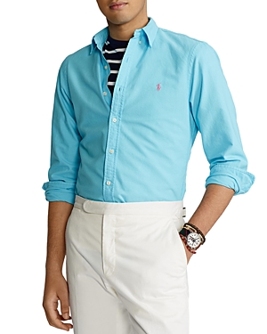 Polo Ralph Lauren Garment-dyed Oxford Shirt In French Turquoise