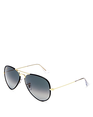 Ray Ban Ray-ban Unisex Classic Brow Bar Aviator Sunglasses, 58mm In Black And Gold/gray