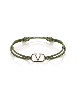Valentino Garavani Logo Cord Bracelet In Olive Green