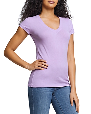 L Agence L'agence Becca Cotton V-neck Tee In Lavender