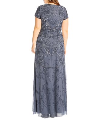 Beaded Short Sleeve Gown