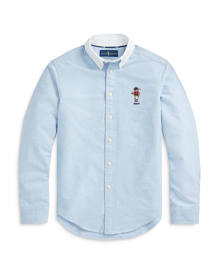 Ralph Lauren Boys' Polo Bear Button Down Oxford Shirt - Big Kid ...