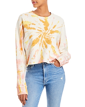 Mother The Loafer Tie Dyed Cropped Sweatshirt