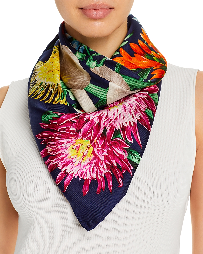 Echo Blooms Of Oceana Silk Scarf In Navy