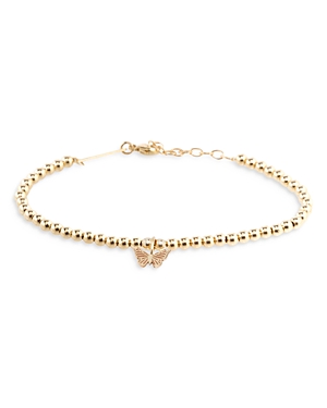 ZOË CHICCO 14K YELLOW GOLD BUTTERFLY BEAD BRACELET,M3BBB 26 14K