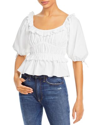 aqua smocked tiered sleeve top