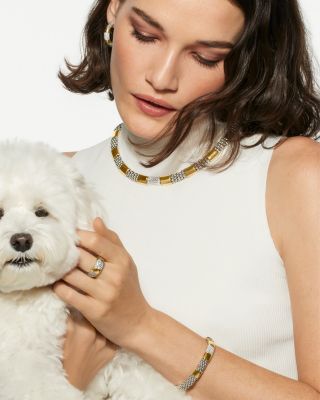 Sterling Silver & 18K Gold High Bar Diamond Huggie Hoop Earrings