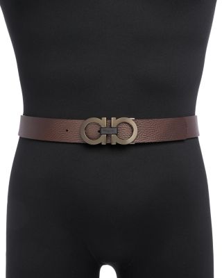Men's Double Gancini Buckle Reversible Leather Belt