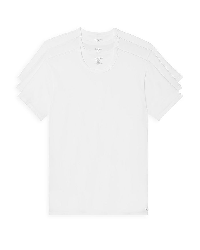 Shop Calvin Klein Cotton Stretch Moisture Wicking Crewneck Tees, Pack Of 3 In White