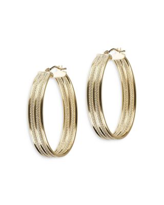 Bloomingdale's Fine Collection - 14K Yellow Gold Etched Oval Hoop Earrings