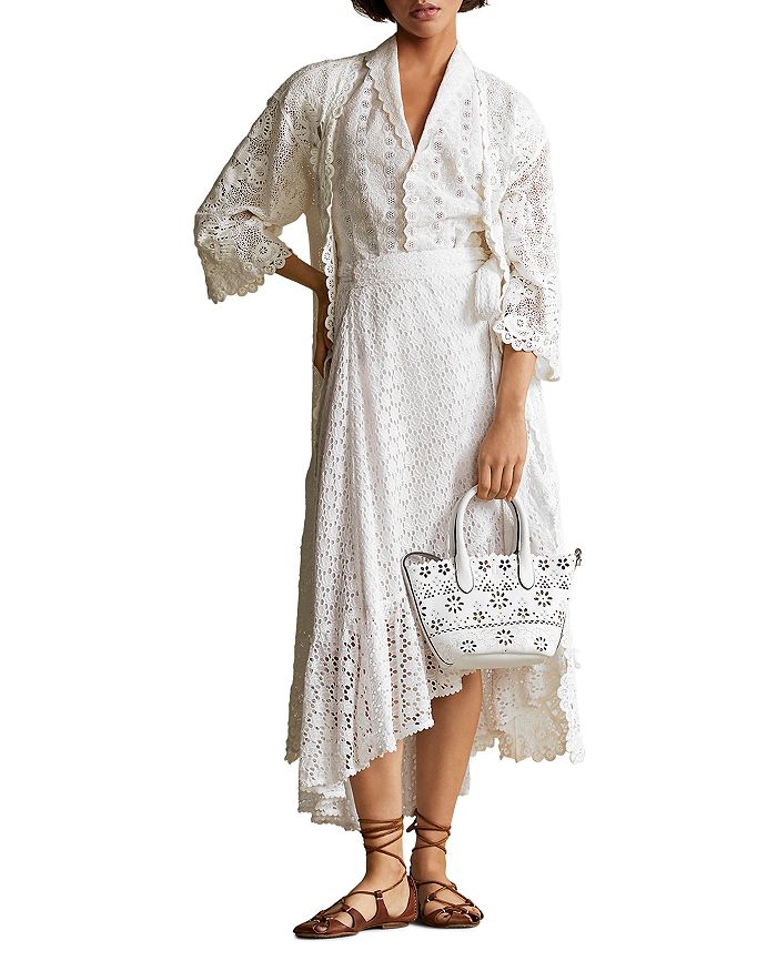 Ralph Lauren Polo  Embroidered Lace Duster Jacket In White