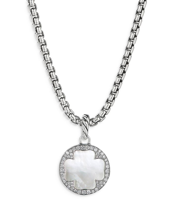 David Yurman - Sterling Silver DY Elements&reg; Clover Disc Pendant with Mother-of-Pearl & Diamonds