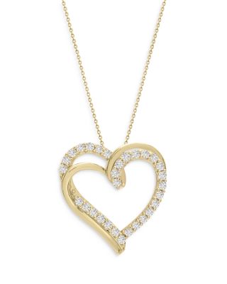 Bloomingdale's Diamond Heart Pendant Necklace In 14k Yellow Gold, 1.0 ...