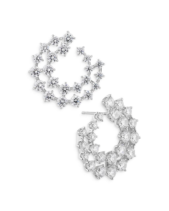 Nadri Double Row Hoop Earrings In Rhodium ModeSens