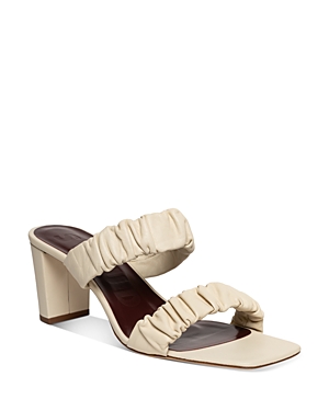 Staud Women's Frankie Ruched High Block Heel Slide Sandals In Cream