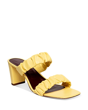 Staud Women's Frankie Ruched High Block Heel Slide Sandals In Wallflower