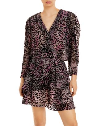 Zadig & Voltaire Rogers Leopard Velvet Devoré Mini Dress | Bloomingdale's