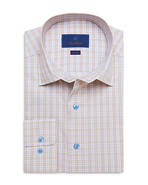 David Donahue Fusion Cotton Plaid Regular Fit Dress Shirt