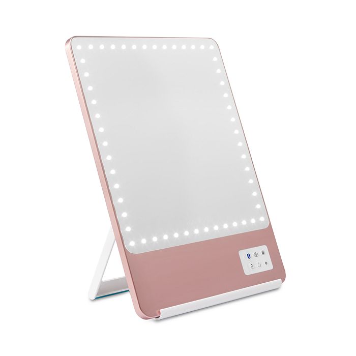 Riki Loves Riki Skinny Led Travel Magnifying Mirror With Bluetooth, 5x Magnification In Rose Gold