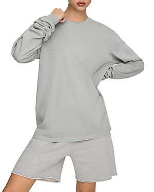 Good American Essential Long Sleeve Crewneck Top In Quary001
