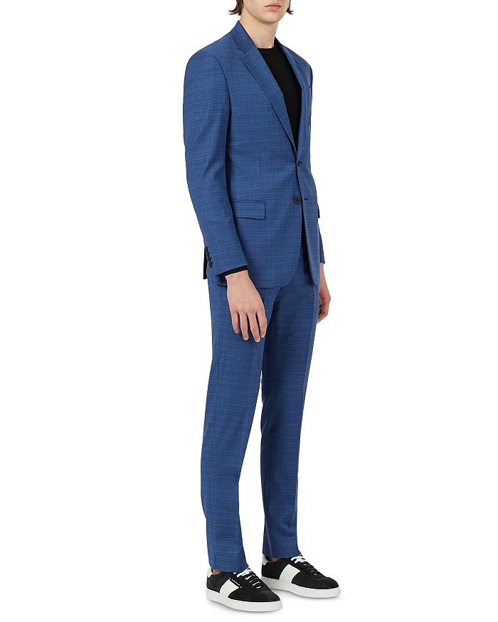 Shop Armani Collezioni Textured Travel Suit In Solid Medium