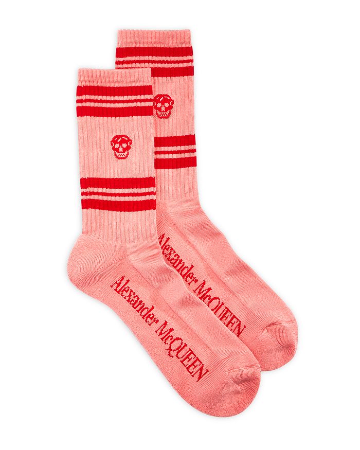 Alexander Mcqueen Skull Motif Sport Socks In Red