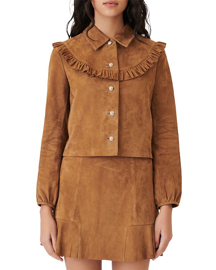 Maje Bendrie Ruffled Suede Jacket Bloomingdale s