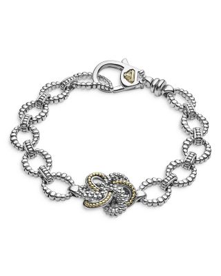 Sterling Silver & 18K Yellow Gold Love Knot Station Bracelet, 7