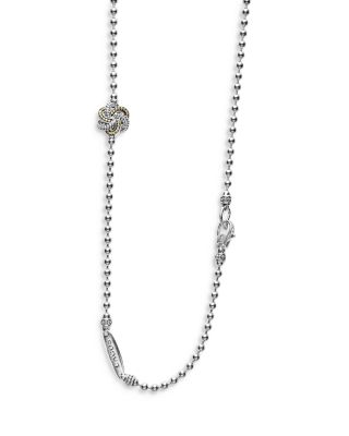 Sterling Silver & 18K Yellow Gold Love Knot Station Necklace, 34"