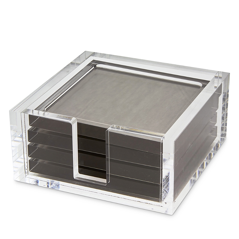 Tizo Design Lucite Coasters, Set Of 4 In Silver