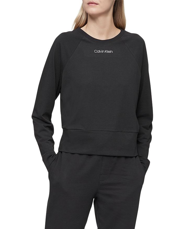 Calvin Klein Eco Lounge Long Sleeve Sweatshirt Black QS6702 - Free