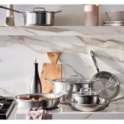 D5 Stainless Brushed 5-Ply Bonded 10-Piece Cookware Set