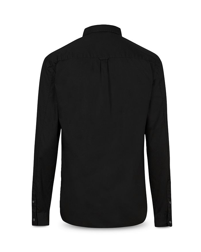 Shop Allsaints Hawthorne Cotton Solid Regular Fit Button Down Shirt In Black