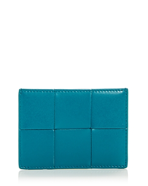 Bottega Veneta Large Weave Leather Card Case In Pea Green