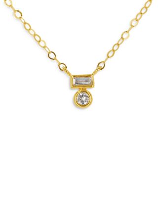 Baguette Diamond Pendant Necklace, 18 