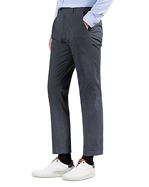 Ted Baker Micro Check Seersucker Regular Fit Suit Trousers In Navy