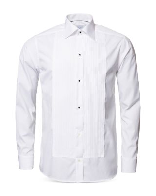 Slim Fit Long Sleeve Pleated Bib Cotton Tuxedo Shirt