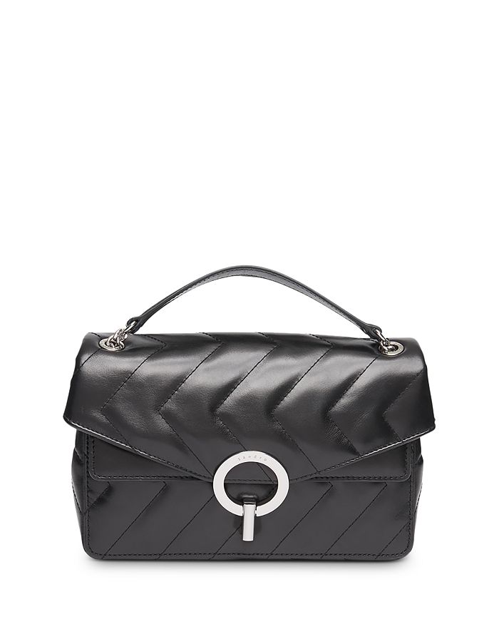 Sandro Yza Quilted Leather Handbag In Black