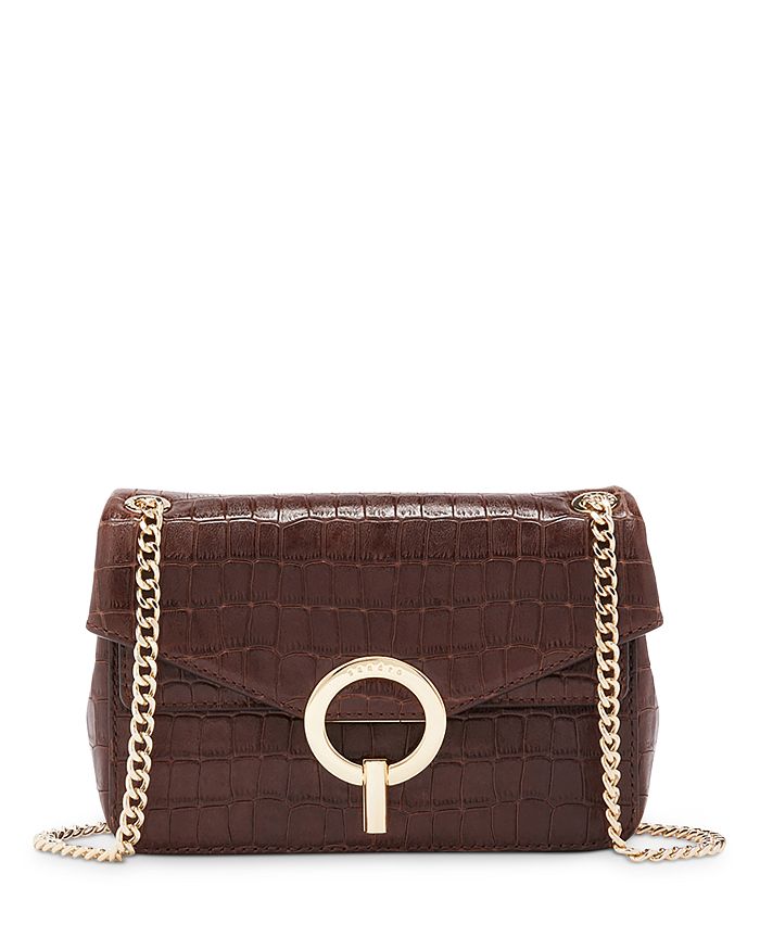 Sandro Yza Crocodile Embossed Leather Bag In Brown