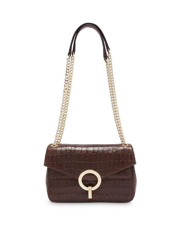 Shop Sandro Yza Crocodile Embossed Leather Bag In Brown
