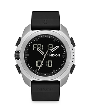 Nixon Ripley Ana-digi Silicone Strap Watch, 47mm In Black/silver