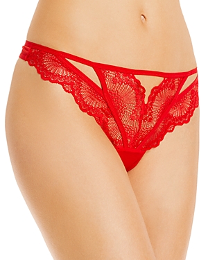 Thistle & Spire Kane Cutout Lace Thong In Blood Orange