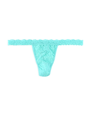 Hanky Panky 'signature Lace' Low Rise G-string In Bright Aqua Blue