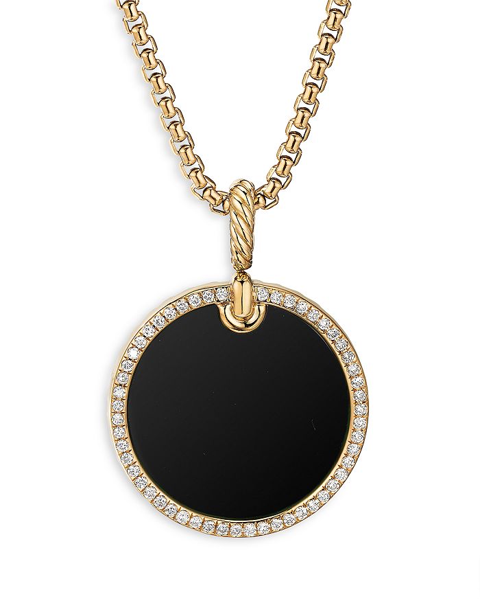 DAVID YURMAN 18K YELLOW GOLD DY ELEMENTS DISC PENDANT WITH BLACK ONYX & DIAMONDS,D16996D88DBODI