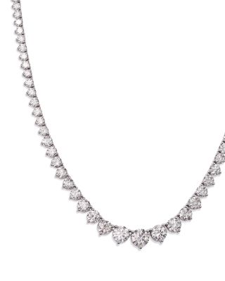 Diamond Graduated Tennis Necklace in 14K White Gold, 15.0 tcw 