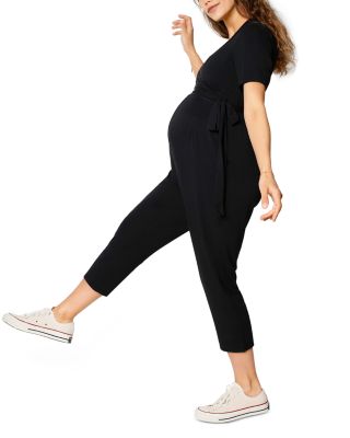 Maternity Short Sleeve Knit Jumpsuit